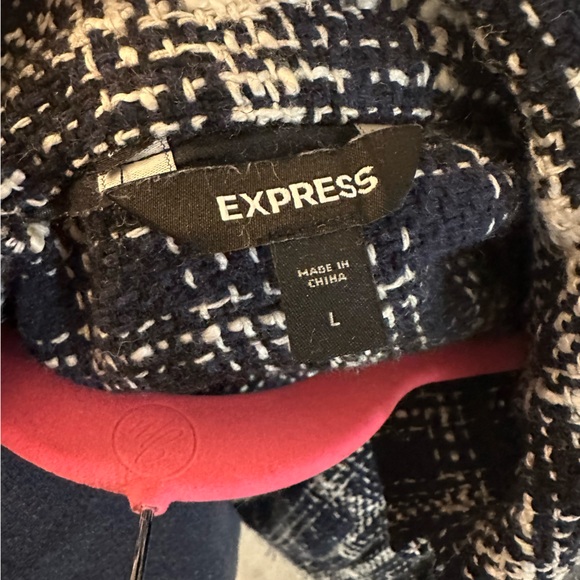 Express Navy and White Tweed Shacket Size Large - Picture 2 of 4